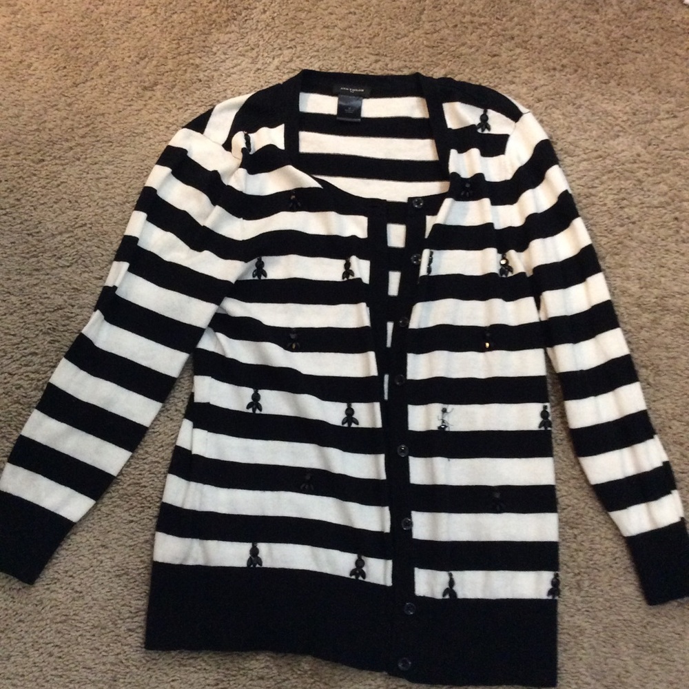 Black and white striped cardigan